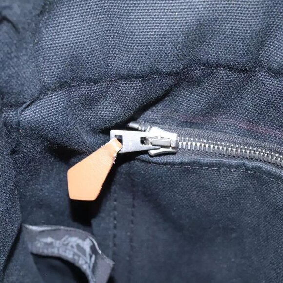 HERMES Fourre Tout MM Hand Bag Canvas Black Gray Silver Auth - Picture 11 of 16